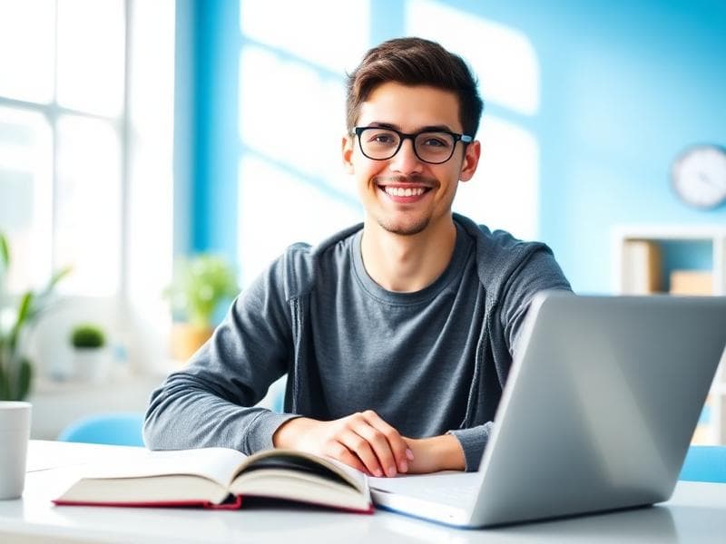 Μαθητής μελετά αγγλικά